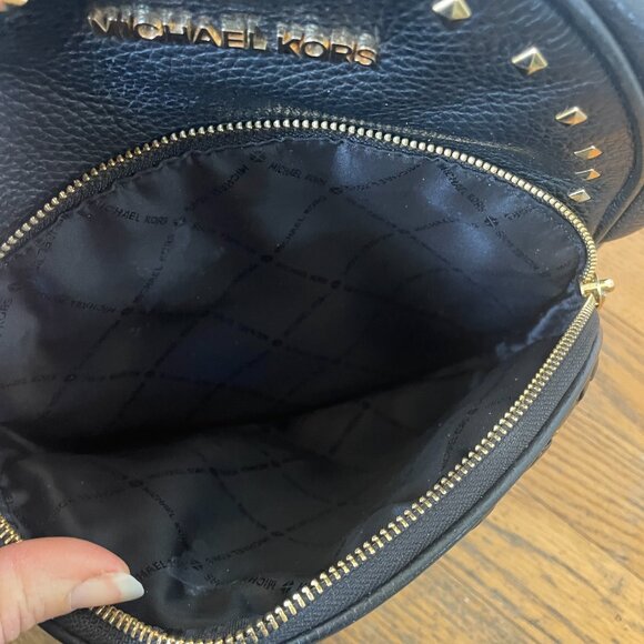 Michael Kors Abbey Medium Studded Pebbled Leather Backpack - Picture 7 of 11